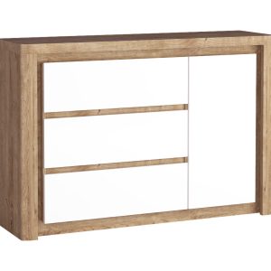Komoda LIVINIO L-15 dąb ribbeck / biały połysk z oświetleniem i szufladami 136249 Komoda LIVINIO L-15 dąb ribbeck / biały połysk z oświetleniem i szufladami 136249