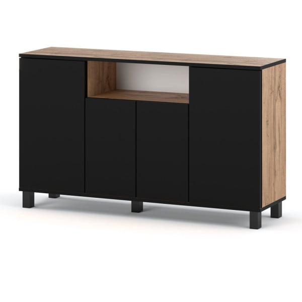 Komoda loft 140cm bruno szafka rtv drewniana wotan czarny 377016