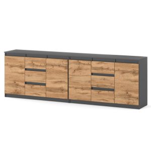 Komoda loft 240cm szafka na ubrania szara dąb wotan salon 595338 Komoda loft 240cm szafka na ubrania szara dąb wotan salon 595338