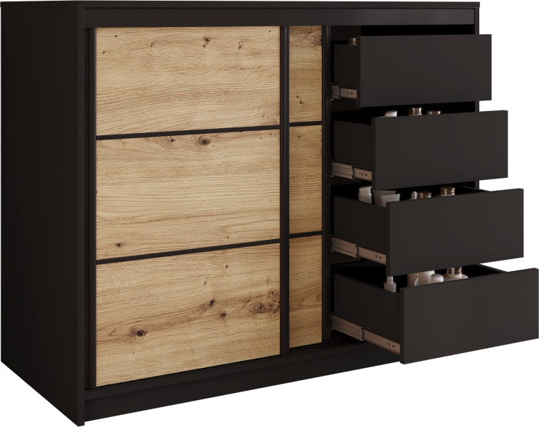 Komoda loftowa nowoczesna 120 cm LOFT czarna artisan 702276