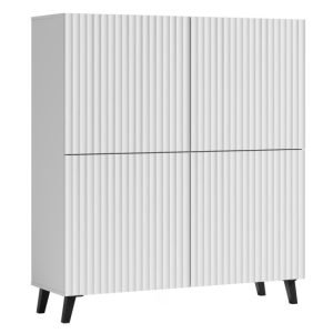 Komoda LOKET 120 cm biały/biały MDF z ryflowaniem M9 355034 Komoda LOKET 120 cm biały/biały MDF z ryflowaniem M9 355034