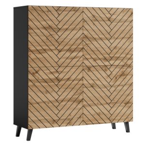 Komoda LOKET 120 cm czarny grafit/dąb wotan MDF wzór M7 520051 Komoda LOKET 120 cm czarny grafit/dąb wotan MDF wzór M7 520051