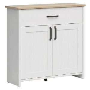 Komoda Loksa 102 cm z 2 drzwiami i szufladą sosna andersen biała/dąb grandson 33203 Komoda Loksa 102 cm z 2 drzwiami i szufladą sosna andersen biała/dąb grandson 33203