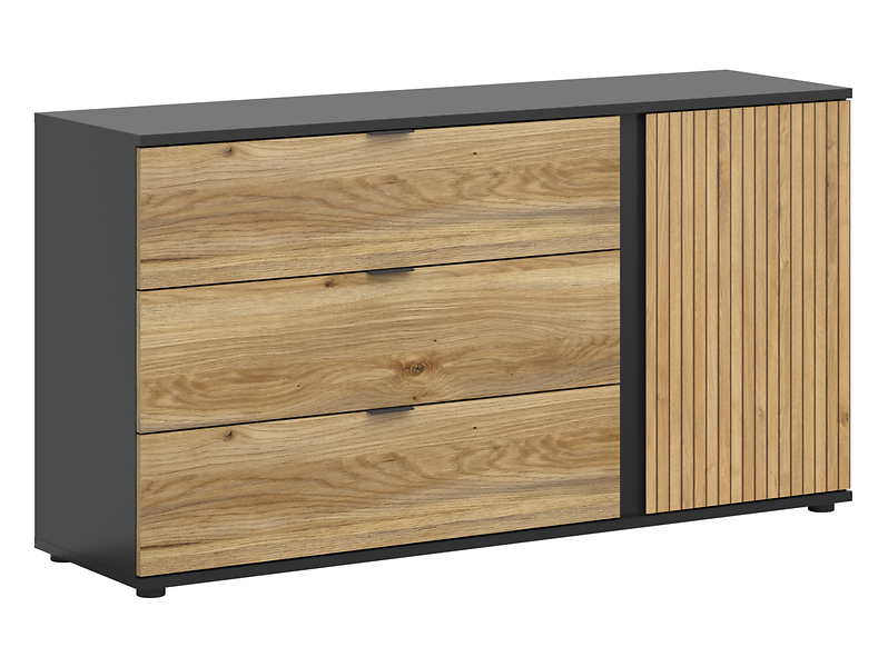 Komoda Luen 143 cm z drzwiami i 3 szufladami dąb tegola/dąb mauvella 613735