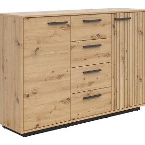 Komoda Lukas 139 cm z 2 drzwiami i 4 szufladami dąb artisan 973786 Komoda Lukas 139 cm z 2 drzwiami i 4 szufladami dąb artisan 973786