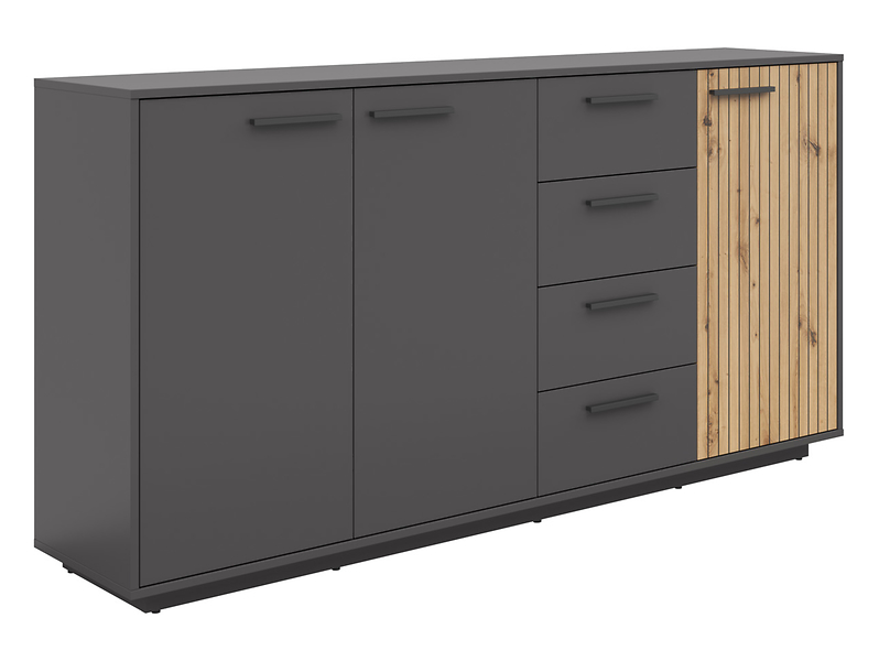 Komoda Lukas 184 cm z 3 drzwiami i 4 szufladami antracyt/dąb artisan 973782