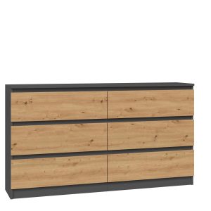 Komoda Malwa 6 szuflad M6 140 – antracyt / dąb artisan 96237 Komoda Malwa 6 szuflad M6 140 – antracyt / dąb artisan 96237
