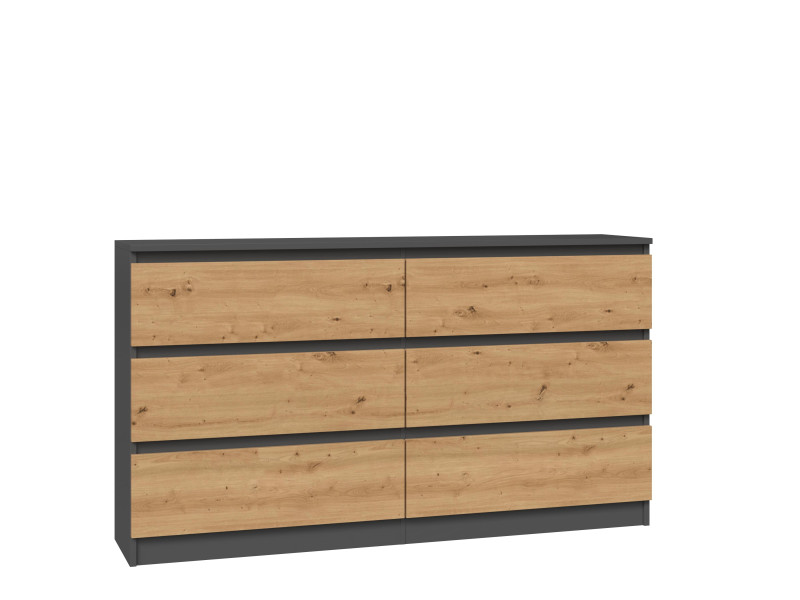 Komoda Malwa 6 szuflad M6 140 - antracyt / dąb artisan 96237
