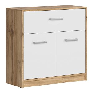 Komoda Matos 80 cm z 2 drzwiami i szufladą dąb wotan/biały 50509 Komoda Matos 80 cm z 2 drzwiami i szufladą dąb wotan/biały 50509