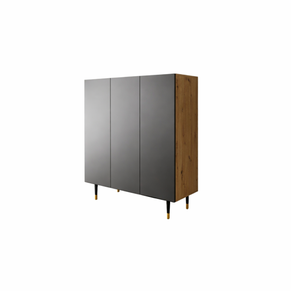 Komoda Maui-4 Loft Styl Loftowym Dąb Artisan Czarny-Mat 1000748
