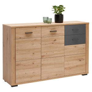 Komoda Maxim 138 cm z 3 drzwiami i szufladą dąb artisan/antracyt 749014 Komoda Maxim 138 cm z 3 drzwiami i szufladą dąb artisan/antracyt 749014