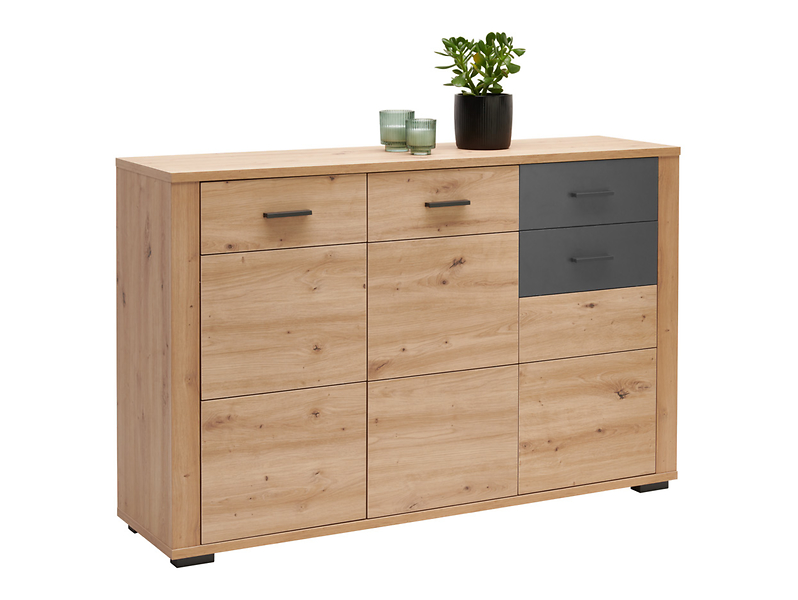 Komoda Maxim 138 cm z 3 drzwiami i szufladą dąb artisan/antracyt 749014