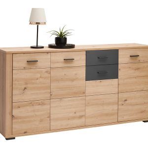 Komoda Maxim 179 cm z 4 drzwiami i szufladą dąb artisan/antracyt 749015 Komoda Maxim 179 cm z 4 drzwiami i szufladą dąb artisan/antracyt 749015