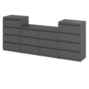 Komoda meblościanka szafka rtv 220cm loft szuflady szara mat 376354