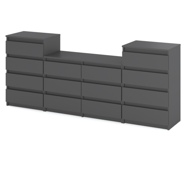 Komoda meblościanka szafka rtv 220cm loft szuflady szara mat 376354