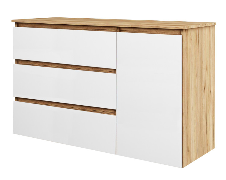Komoda Megan 120 K5 Dąb Craft Złoty / Biały 120X45X75 Cm 940189