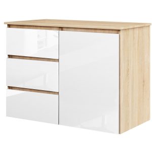 Komoda Megan 90 K2 Dąb Sonoma / Biały Połysk 90X45X75 Cm 940157