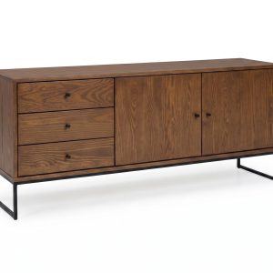 Komoda Megan loft II drewno i metal 3 szuflady 2 drzwi, kolor brązowy 963669