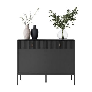 Komoda MIDNIGHT 2D2S z dwiema szufladami na stelażu, czarny 858840 Komoda MIDNIGHT 2D2S z dwiema szufladami na stelażu, czarny 858840