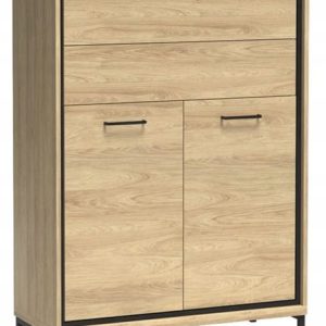 Komoda MILAN 120 cm dąb wysoka pojemna szuflady drzwi metalowe nogi 834263 Komoda MILAN 120 cm dąb wysoka pojemna szuflady drzwi metalowe nogi 834263