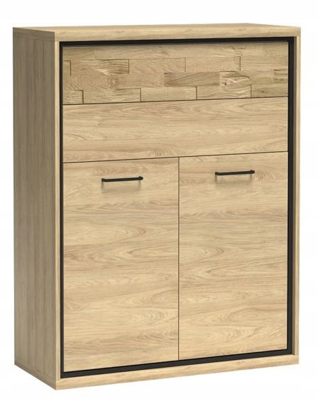 Komoda MILAN 120 cm dąb wysoka pojemna szuflady drzwi ozdobny panel 834261