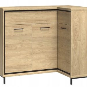 Komoda MILAN 127 cm dąb narożna pojemna szuflady drzwi metalowe nogi 834264 Komoda MILAN 127 cm dąb narożna pojemna szuflady drzwi metalowe nogi 834264