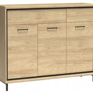 Komoda MILAN 135 cm duża pojemna szuflady drzwi ozdobny panel metalowe nogi 834268 Komoda MILAN 135 cm duża pojemna szuflady drzwi ozdobny panel metalowe nogi 834268