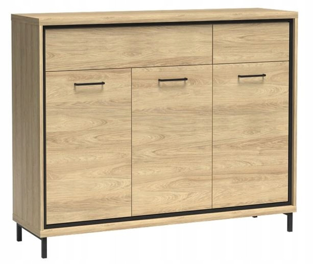 Komoda MILAN 135 cm duża pojemna szuflady drzwi ozdobny panel metalowe nogi 834268