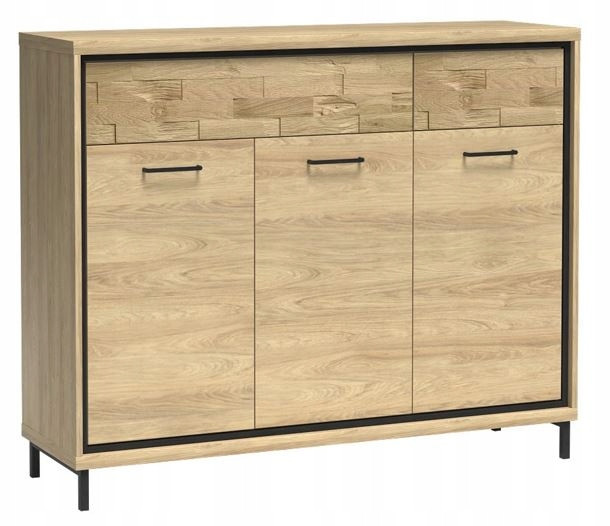 Komoda MILAN 135 cm duża pojemna szuflady ozdobny panel metalowe nogi 834245