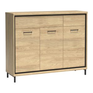 Komoda MILAN 135 cm Hikora Metalowe Nogi 2 Szuflady 3 Drzwi Nowoczesna 136055 Komoda MILAN 135 cm Hikora Metalowe Nogi 2 Szuflady 3 Drzwi Nowoczesna 136055