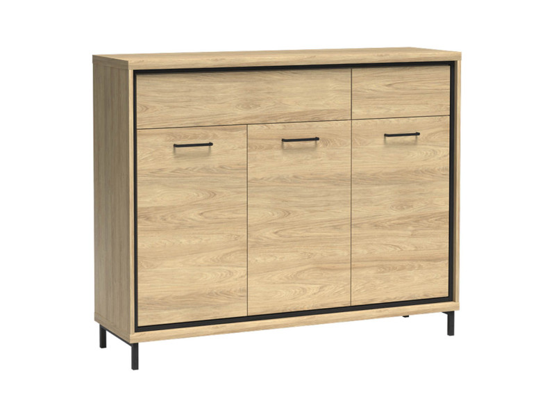Komoda MILAN 135 cm Hikora Metalowe Nogi 2 Szuflady 3 Drzwi Nowoczesna 136055