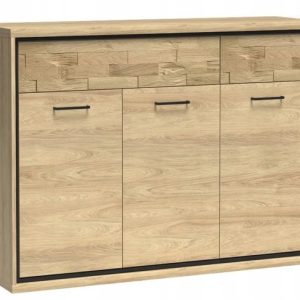 Komoda MILAN 135 cm wysoka pojemna szuflady drzwi ozdobny panel 834250 Komoda MILAN 135 cm wysoka pojemna szuflady drzwi ozdobny panel 834250