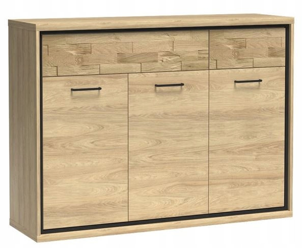 Komoda MILAN 135 cm wysoka pojemna szuflady drzwi ozdobny panel 834250