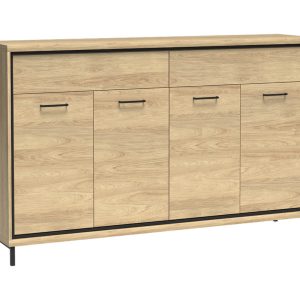Komoda MILAN 177 cm Natural Hikora 4D 2S bez panelu czarne nóżki 136059 Komoda MILAN 177 cm Natural Hikora 4D 2S bez panelu czarne nóżki 136059