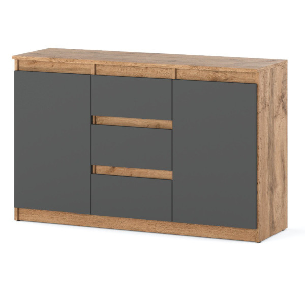 Komoda młodzieżowa do salonu 120cm 3 szuflady wotan szary 375529