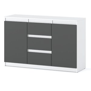 Komoda młodzieżowa do sypialni 3 szuflady 120cm biała szara 375541 Komoda młodzieżowa do sypialni 3 szuflady 120cm biała szara 375541