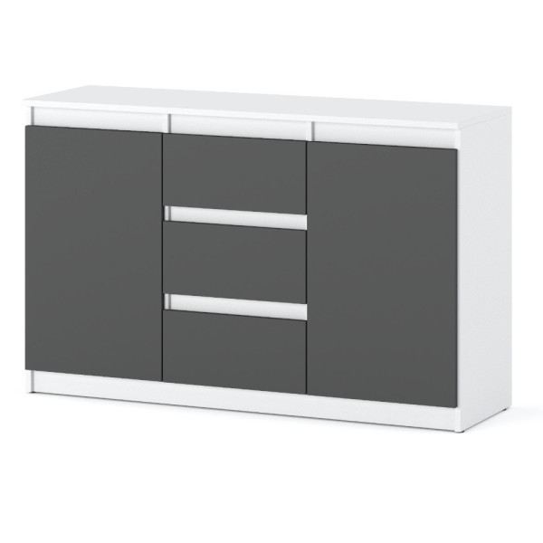 Komoda młodzieżowa do sypialni 3 szuflady 120cm biała szara 375541