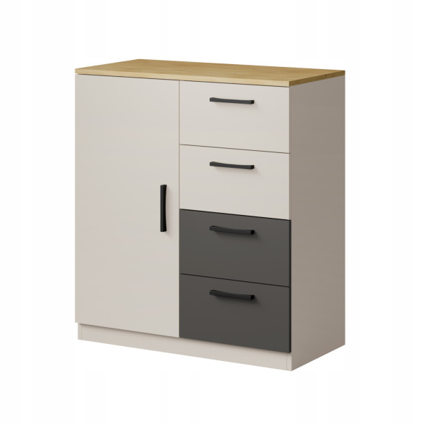 Komoda młodzieżowa z szufladami Billz 1D4S 80 Kaszmir/Dąb Cremona 730959