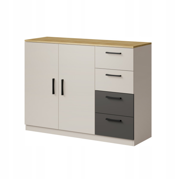 Komoda młodzieżowa z szufladami Billz 2D4S 120 Kaszmir/Dąb Cremona 730958