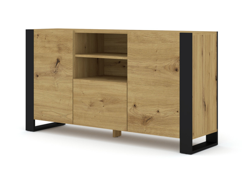 Komoda MONDI 158 cm dąb artisan czarna stojąca 240119