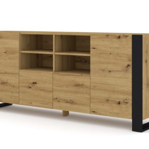 Komoda MONDI 188 cm dąb artisan czarna stojąca 240116 Komoda MONDI 188 cm dąb artisan czarna stojąca 240116