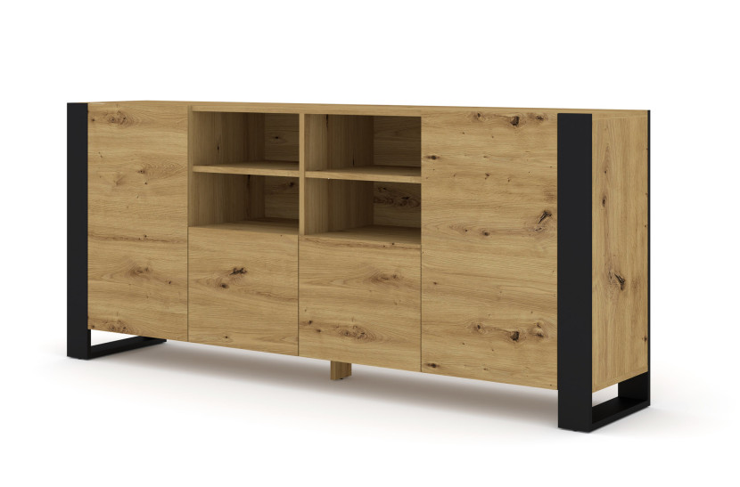 Komoda MONDI 188 cm dąb artisan czarna stojąca 240116