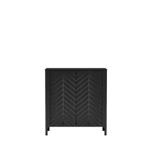 Komoda MONZA 2 w czarnym kolorze z wzorem jodełki 516574 Komoda MONZA 2 w czarnym kolorze z wzorem jodełki 516574