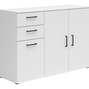Komoda MultiDo 120 cm z 3 drzwiami i 2 szufladami biała 292546 Komoda MultiDo 120 cm z 3 drzwiami i 2 szufladami biała 292546
