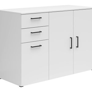 Komoda MultiDo 120 cm z 3 drzwiami i 2 szufladami biała 292548 Komoda MultiDo 120 cm z 3 drzwiami i 2 szufladami biała 292548