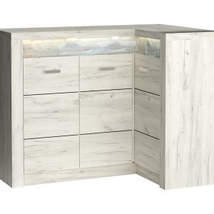 Komoda narożna INDIANAPOLIS CRAFT BIAŁY z ozdobną wstawką 103,5 cm 135983 Komoda narożna INDIANAPOLIS CRAFT BIAŁY z ozdobną wstawką 103,5 cm 135983