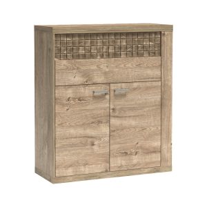 Komoda NATURAL DĄB RIBBECK Drewniana Wstawka Front Szuflady 102 cm 136106