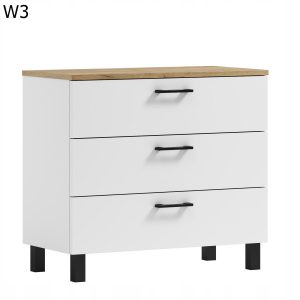 Komoda Nela 60 z 3 szufladami blat 16 biały/dąb craft złoty 595831