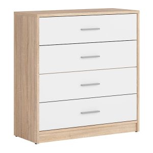 Komoda Nepo Plus 80 cm z 4 szufladami dąb sonoma/biały 29692 Komoda Nepo Plus 80 cm z 4 szufladami dąb sonoma/biały 29692