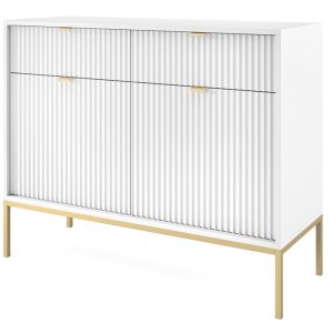 Komoda NEW do przedpokoju KSZ104 – biała + st. złoty 310336 Komoda NEW do przedpokoju KSZ104 – biała + st. złoty 310336